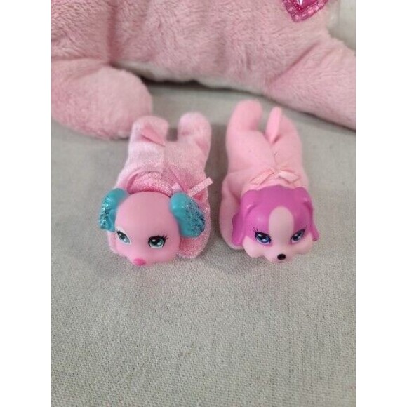 Puppy Surprise Pink and White Mom and Two Puppies Pups Stuffed Animal Plush Toy - Picture 4 of 8